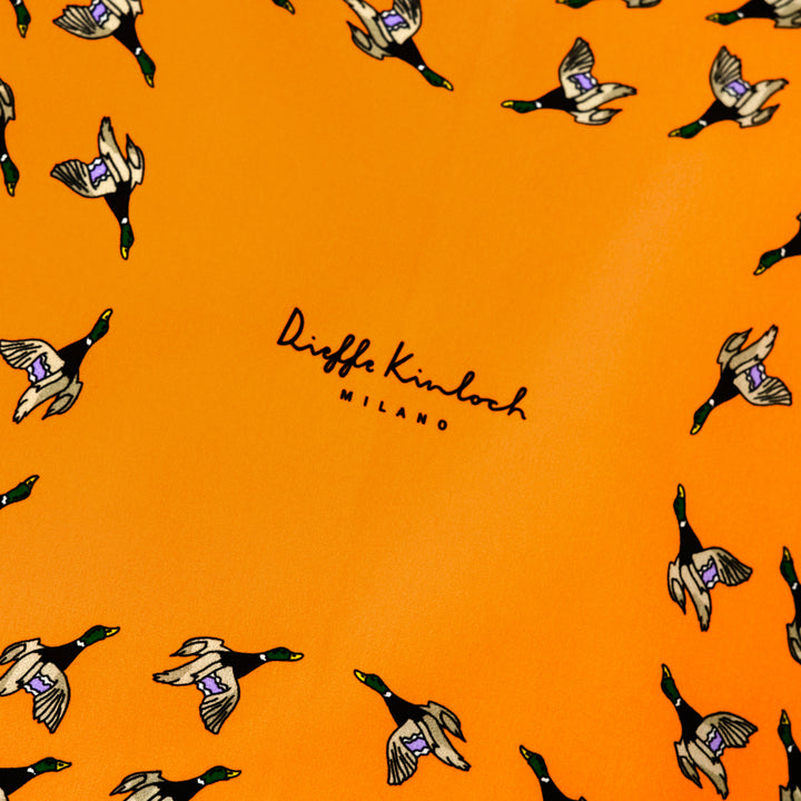 LONDON "CACCIA"  コットンハンカチーフ (クラシック)  ORANGE×GREEN