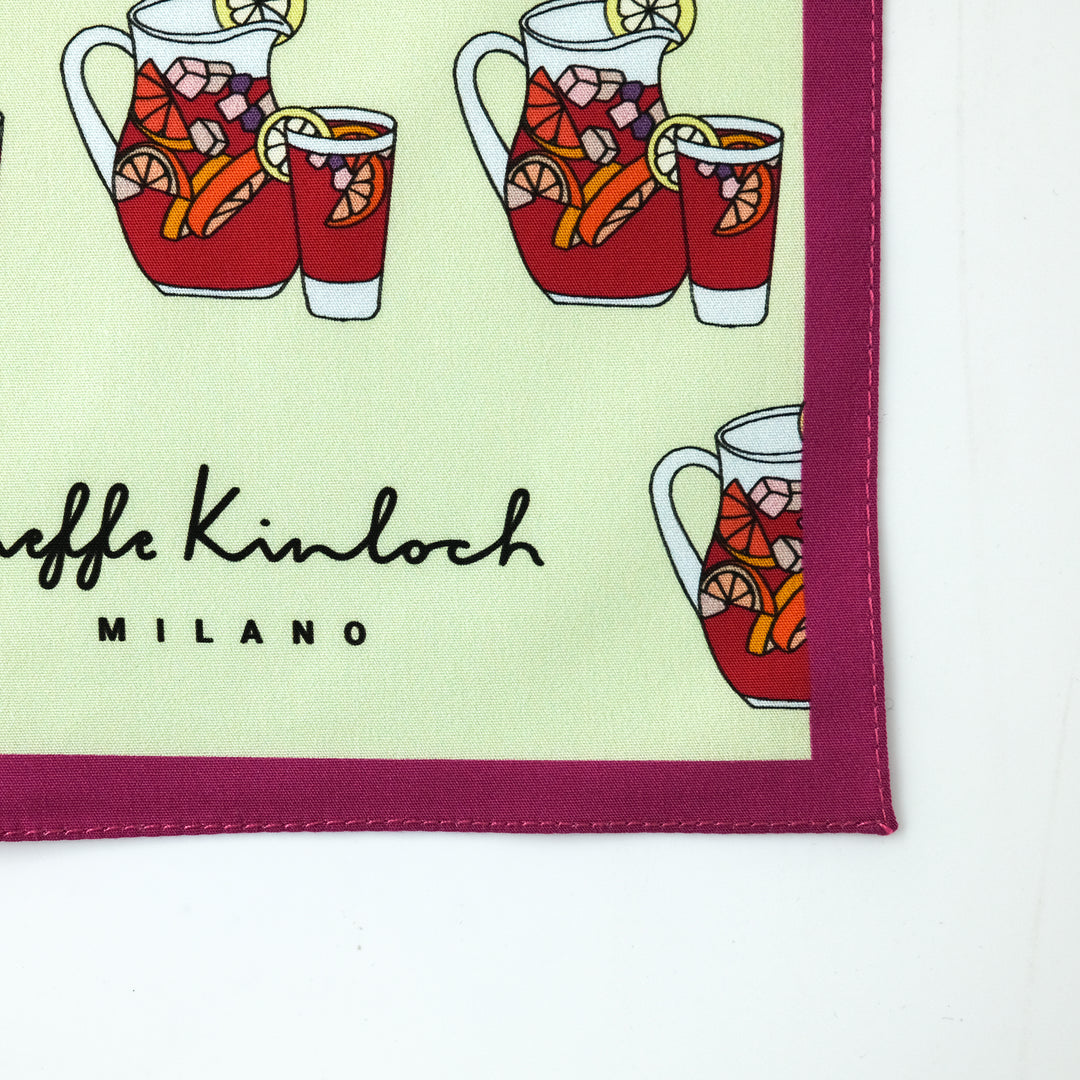 MADRID ”SANGRIA’S DRINK AO” コットンハンカチーフ (クラシック) GREEN×PINK