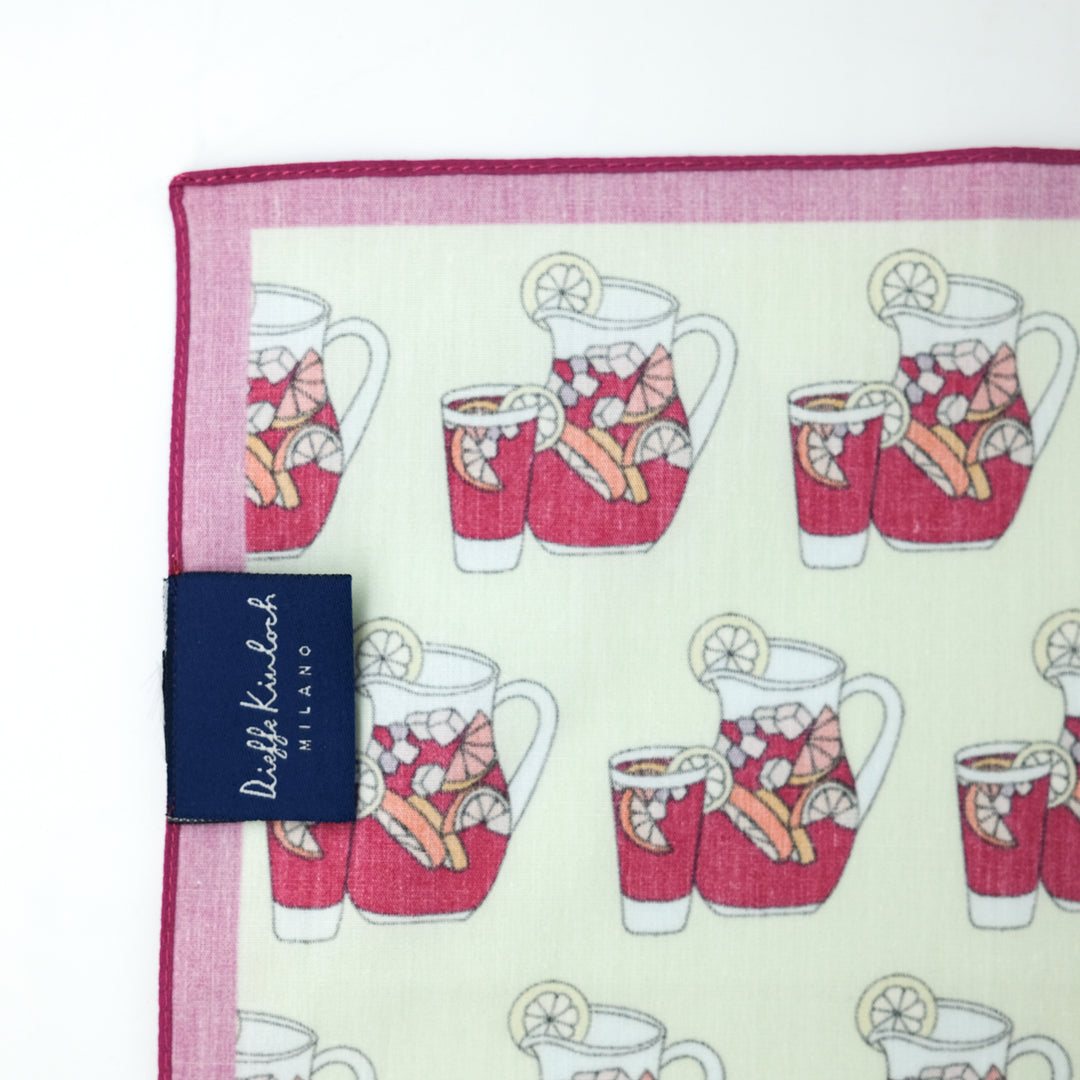 MADRID ”SANGRIA’S DRINK AO” コットンハンカチーフ (クラシック) GREEN×PINK