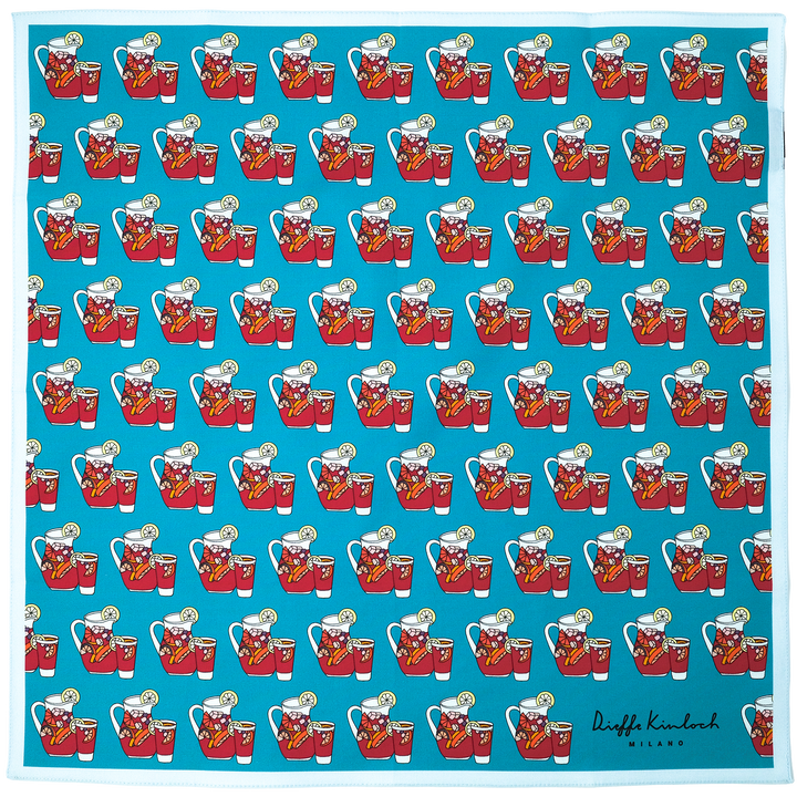 MADRID ”SANGRIA’S DRINK AO” コットンハンカチーフ (クラシック) BLUE×LIGHT BLUE