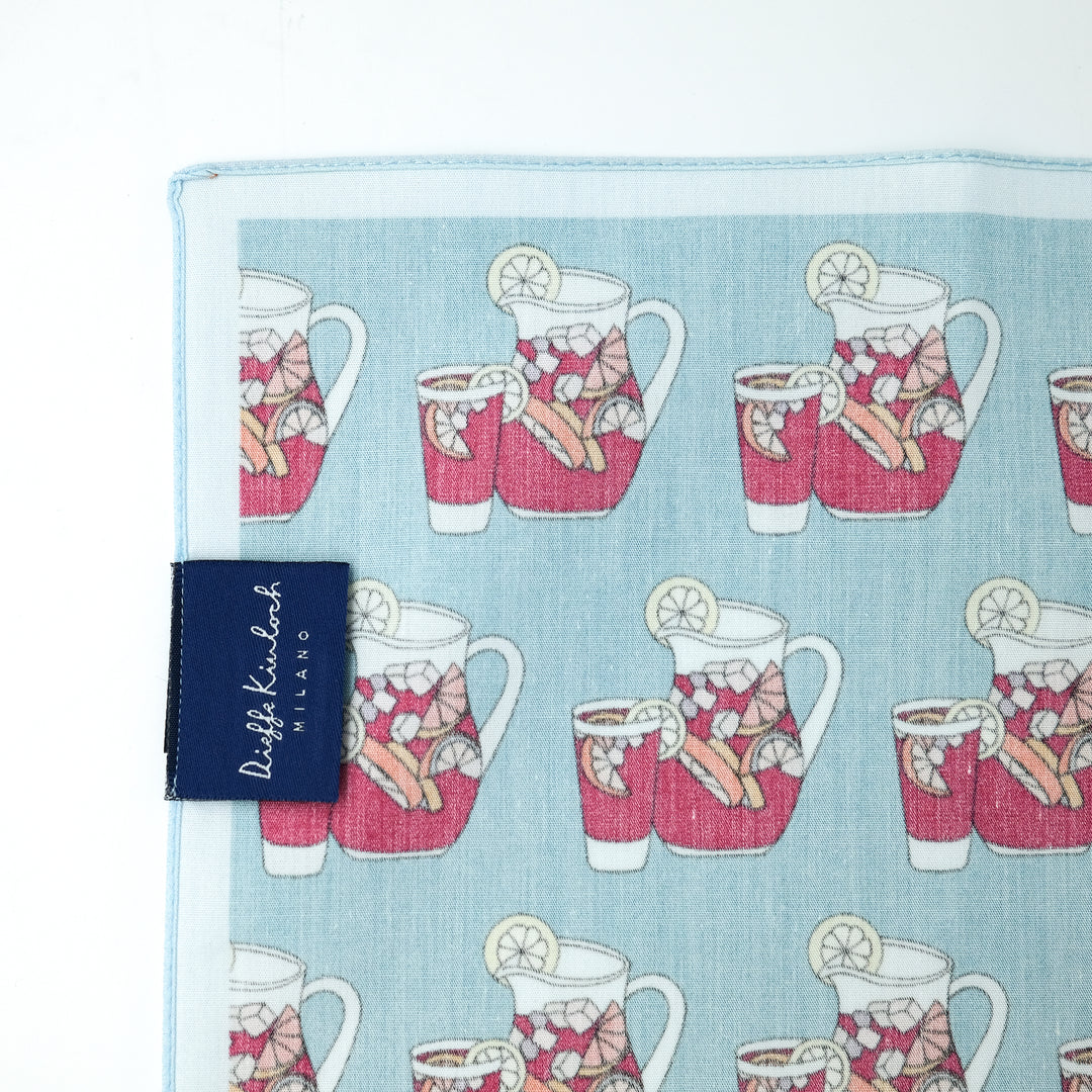 MADRID ”SANGRIA’S DRINK AO” コットンハンカチーフ (クラシック) BLUE×LIGHT BLUE