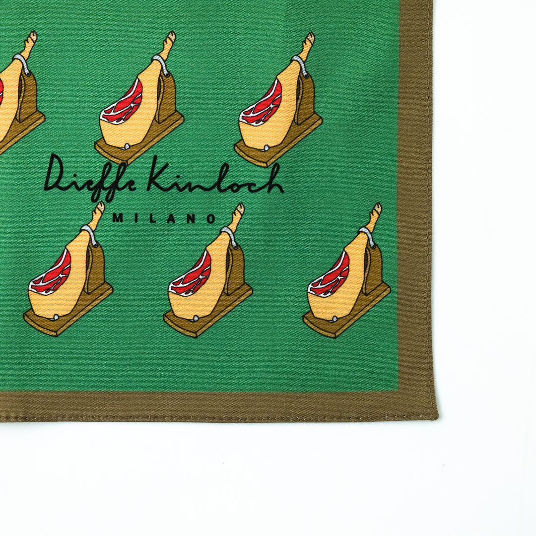 MADRID ”SERRANO HAM AO” コットンハンカチーフ (クラシック) GREEN×BROWN