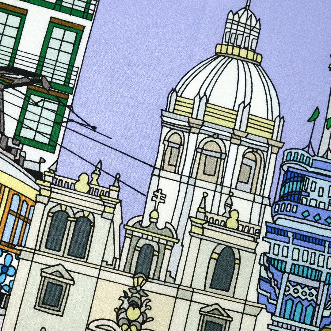PORTUGAL "LISBONA VIEW"  コットンハンカチーフ (クラシック)  PURPLE×YELLOW