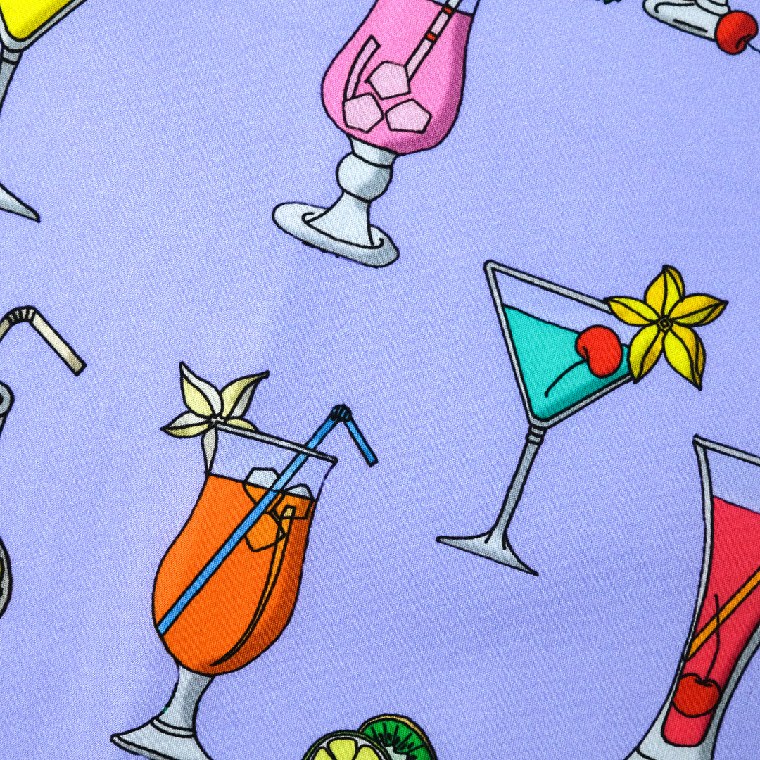 CUBA "COCKTAILS ALL OVER" コットンハンカチーフ (クラシック)  PURPLE×YELLOW