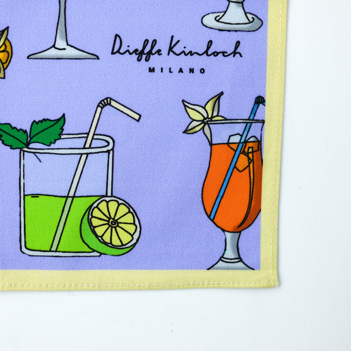 CUBA "COCKTAILS ALL OVER" コットンハンカチーフ (クラシック)  PURPLE×YELLOW