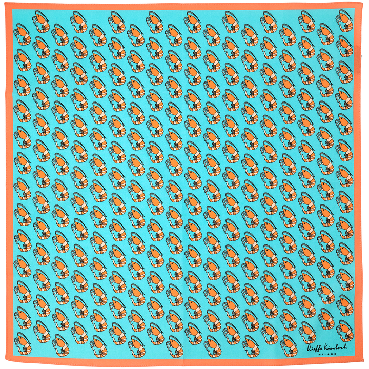 VENEZIA ”SHRIMP AO” コットンハンカチーフ (クラシック)  BLUE×ORANGE