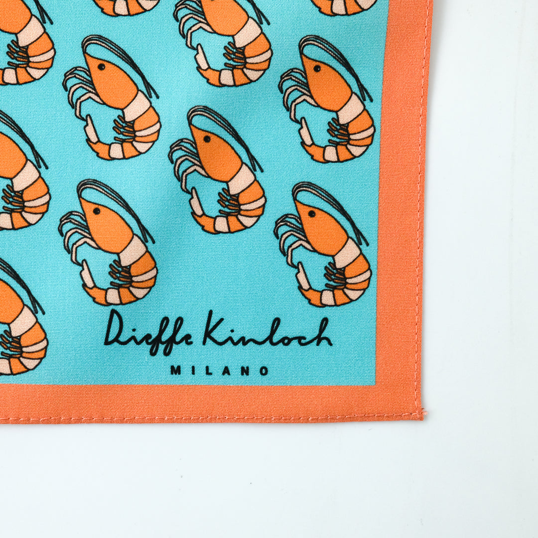 VENEZIA ”SHRIMP AO” コットンハンカチーフ (クラシック)  BLUE×ORANGE