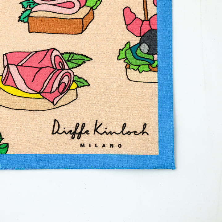 MADRID ”TAPA’S APPETIZER” コットンハンカチーフ (クラシック) ORANGE×BLUE