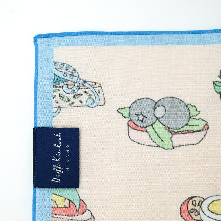 MADRID ”TAPA’S APPETIZER” コットンハンカチーフ (クラシック) ORANGE×BLUE