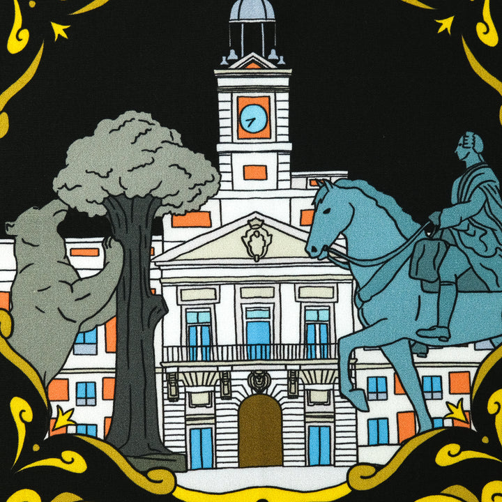 MADRID ”MADRID” コットンハンカチーフ (クラシック)  BLACK×ORANGE