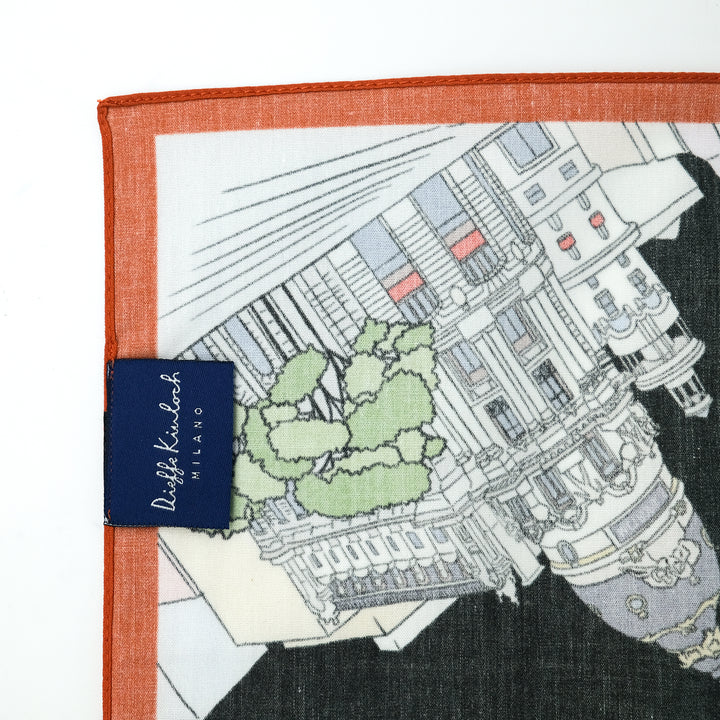 MADRID ”MADRID” コットンハンカチーフ (クラシック)  BLACK×ORANGE