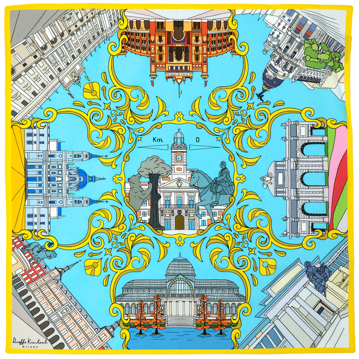 MADRID ”MADRID” コットンハンカチーフ (クラシック)  BLUE×YELLOW