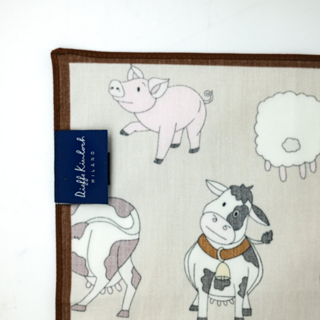 AMSTERDAM "FARM" コットンハンカチーフ (クラシック)  BEIGE×BROWN