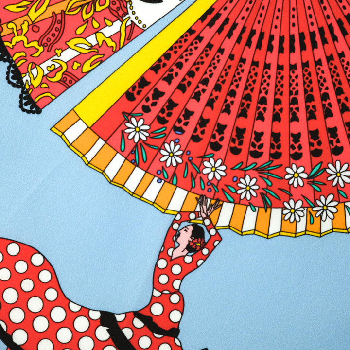 MADRID ”FAN DANCE” コットンハンカチーフ (クラシック) RED×BLUE