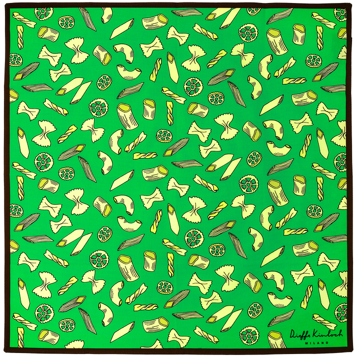 NAPOLI ”MIXED PASTA” コットンハンカチーフ (クラシック)  GREEN×BROWN