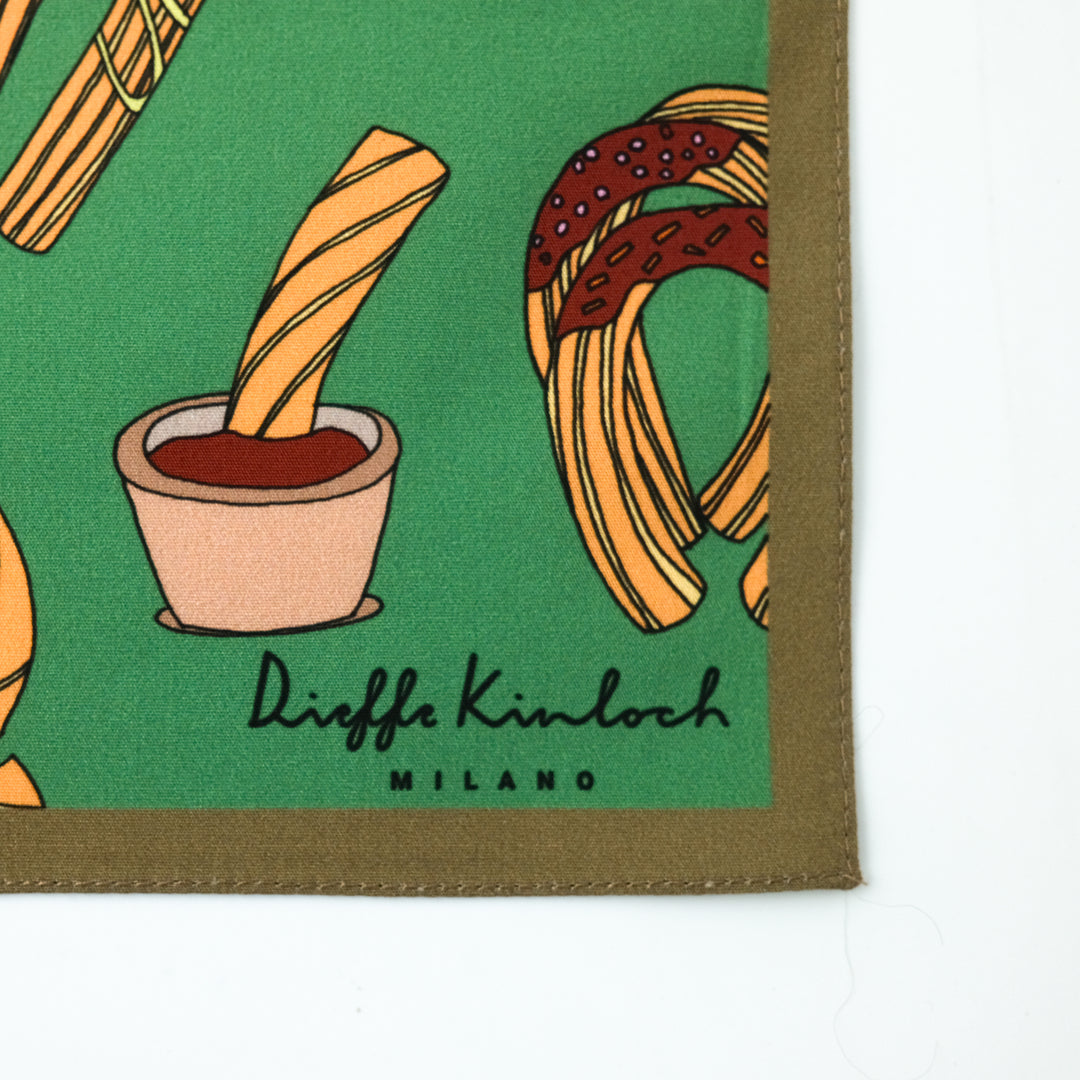 MADRID ”CHURROS” コットンハンカチーフ (クラシック)  GREEN×BROWN