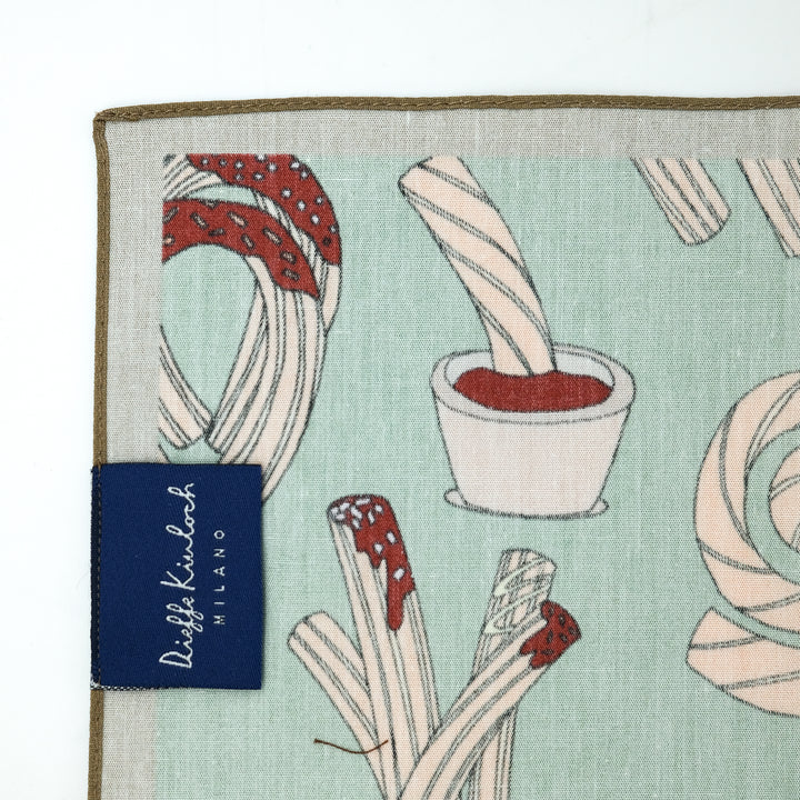 MADRID ”CHURROS” コットンハンカチーフ (クラシック)  GREEN×BROWN