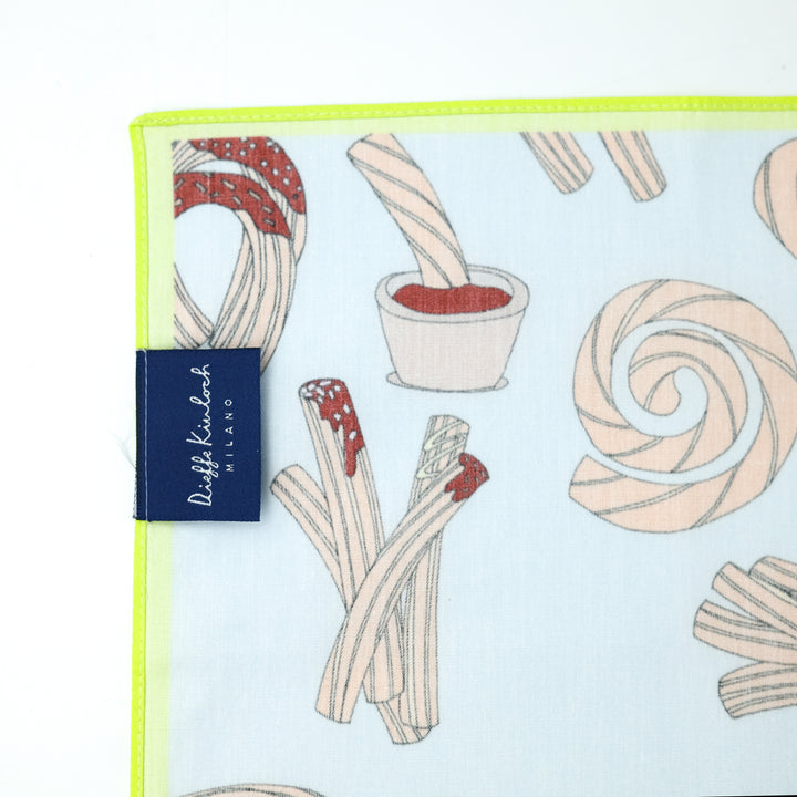 MADRID ”CHURROS” コットンハンカチーフ (クラシック)  BLUE×YELLOW