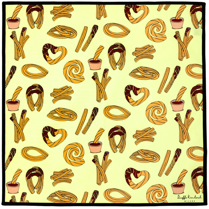 MADRID ”CHURROS” コットンハンカチーフ (クラシック)  YELLOW×BROWN