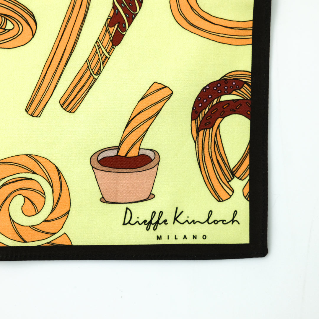 MADRID ”CHURROS” コットンハンカチーフ (クラシック)  YELLOW×BROWN
