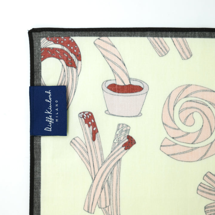 MADRID ”CHURROS” コットンハンカチーフ (クラシック)  YELLOW×BROWN