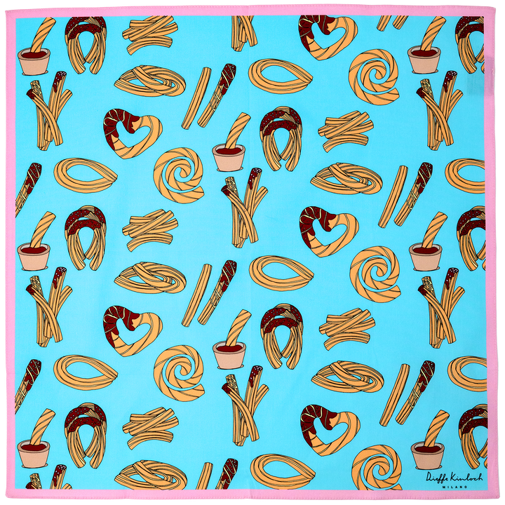 MADRID ”CHURROS” コットンハンカチーフ (クラシック) BLUE×PINK