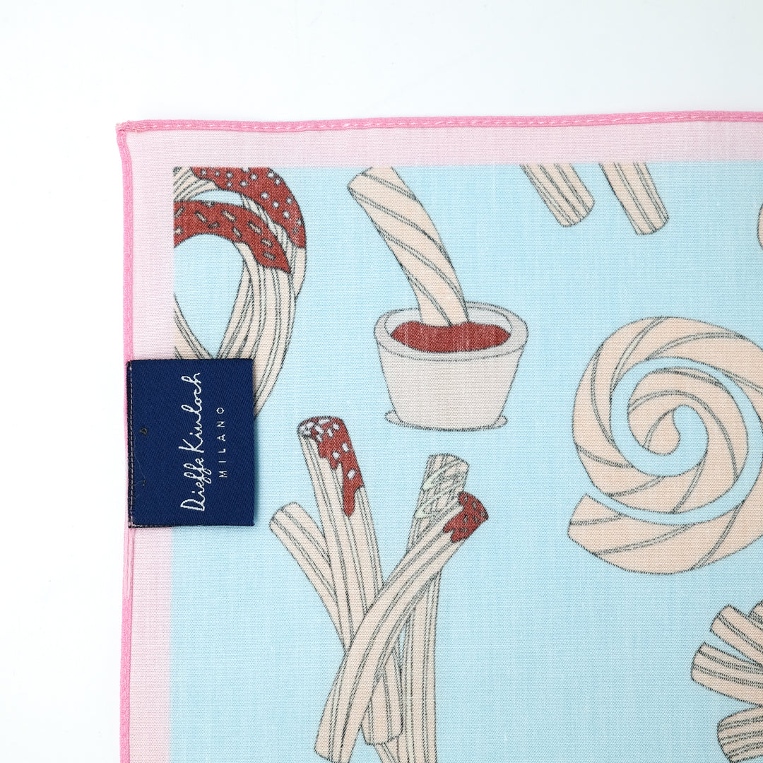 MADRID ”CHURROS” コットンハンカチーフ (クラシック) BLUE×PINK