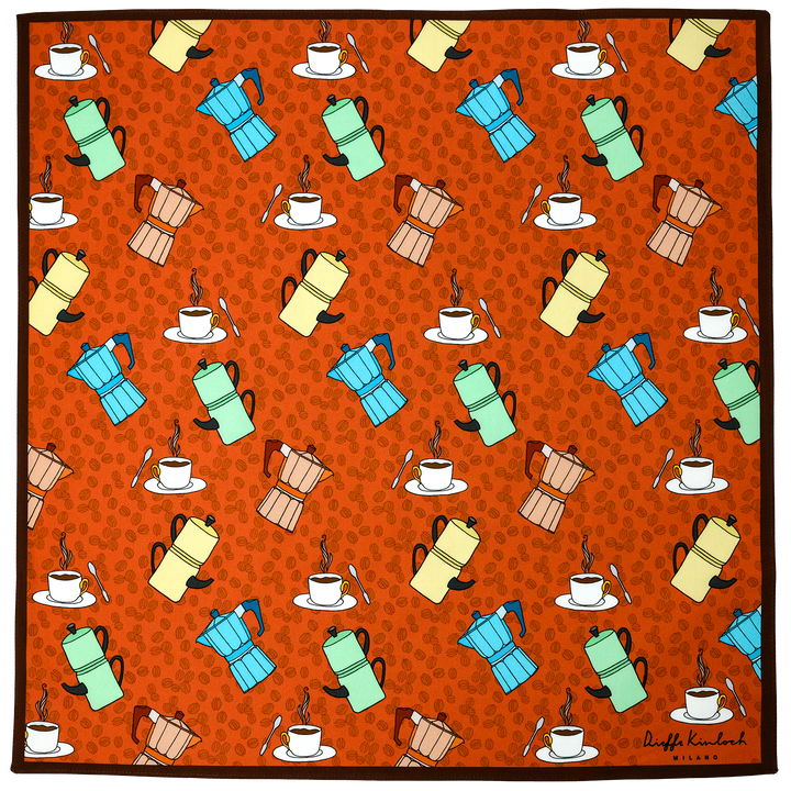 NAPOLI ”NAPOLI COFFEE" コットンハンカチーフ (クラシック)  BROWN×REDBROWN