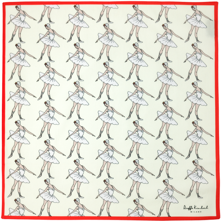 RUSSIA "BOLSHOI" コットンハンカチーフ (クラシック)  IVORY×RED