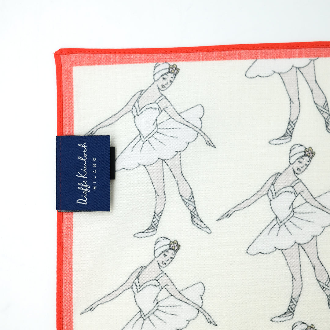 RUSSIA "BOLSHOI" コットンハンカチーフ (クラシック)  IVORY×RED