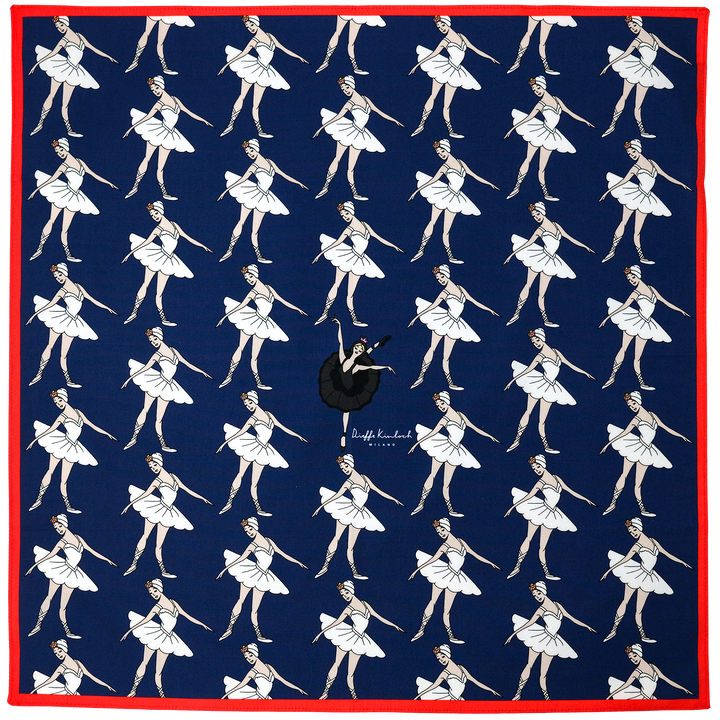 RUSSIA "BOLSHOI" コットンハンカチーフ (クラシック)  NAVY×RED