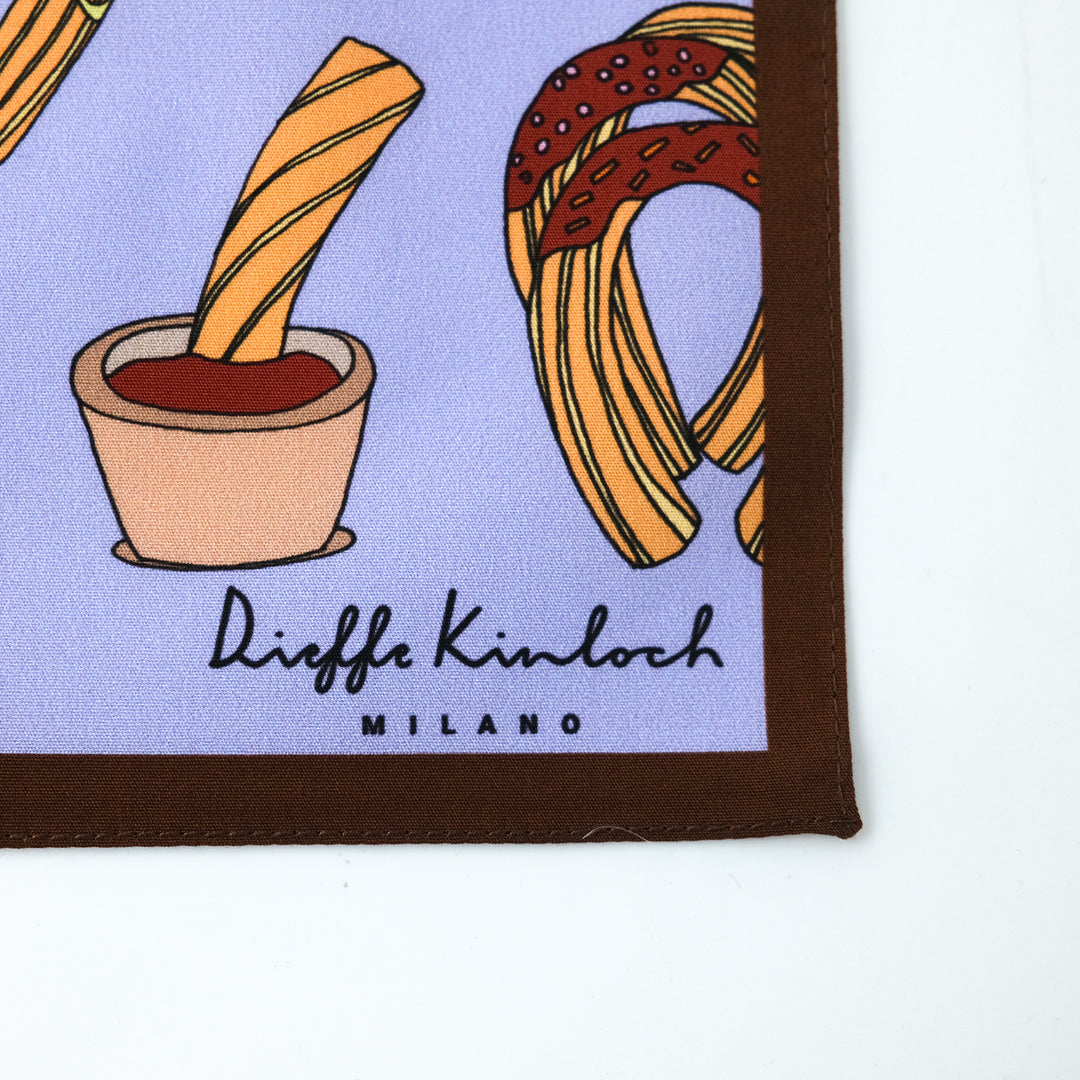 MADRID ”CHURROS” コットンハンカチーフ (クラシック)  PURPLE×BROWN