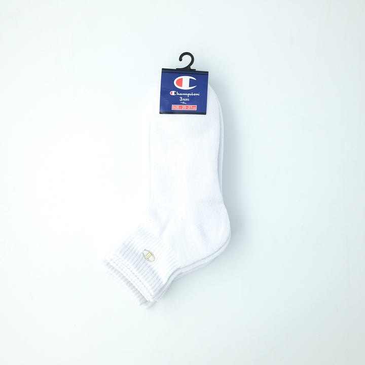 【ハーフパイル】クォーターレングスソックス 金刺繍 3PACK WHITE（C1-1706）