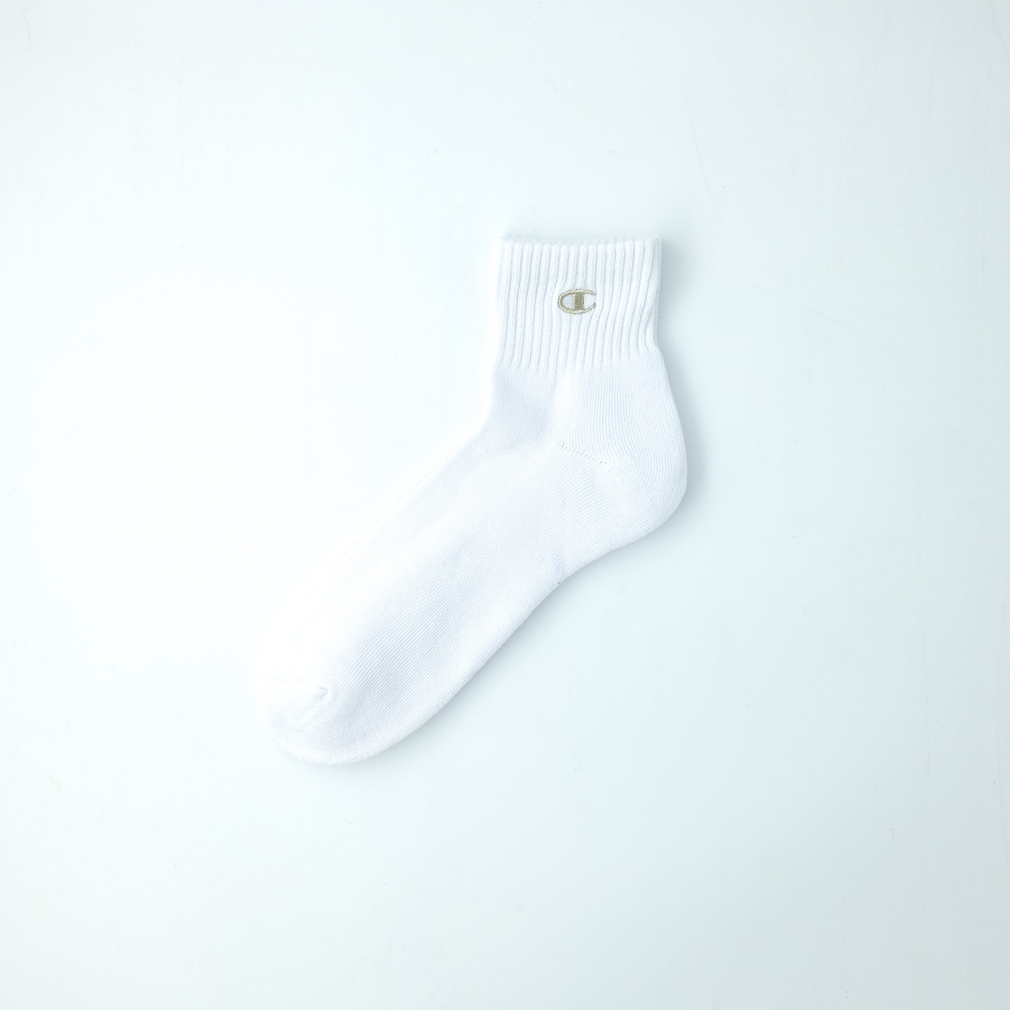 ハーフパイル】クォーターレングスソックス 金刺繍 3PACK WHITE（C1