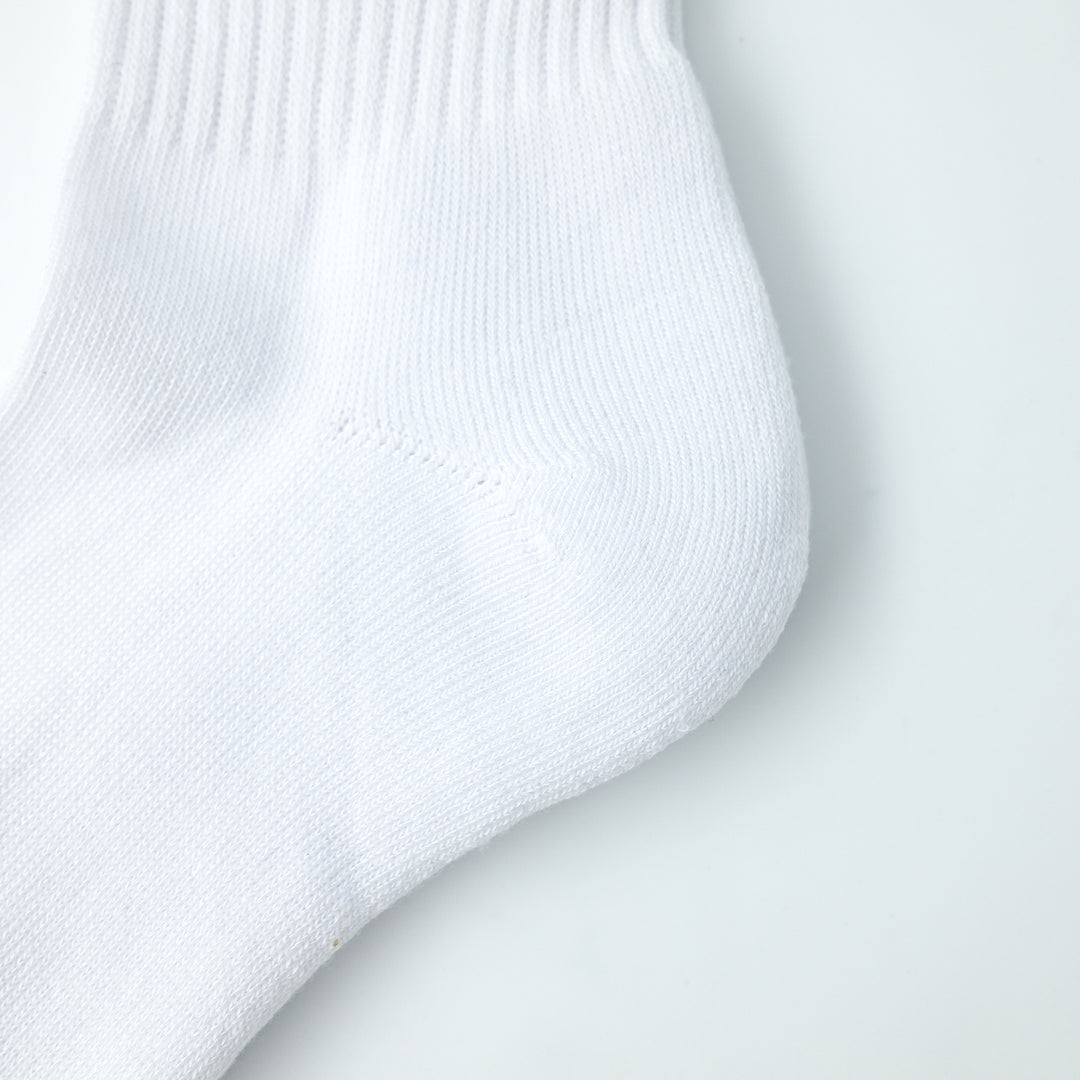 【ハーフパイル】クォーターレングスソックス 金刺繍 3PACK WHITE（C1-1706）