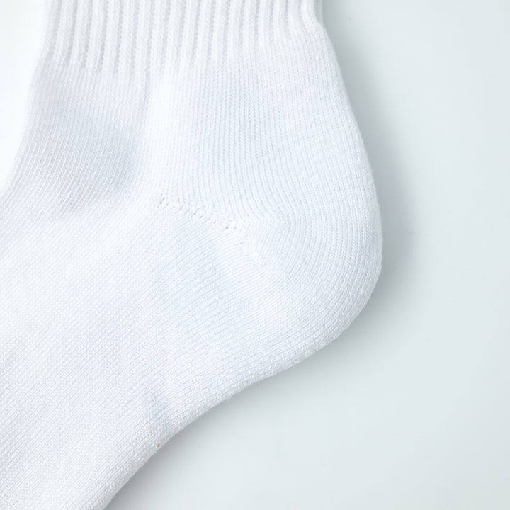 【ハーフパイル】クォーターレングスソックス 金刺繍 3PACK WHITE（C1-1706）