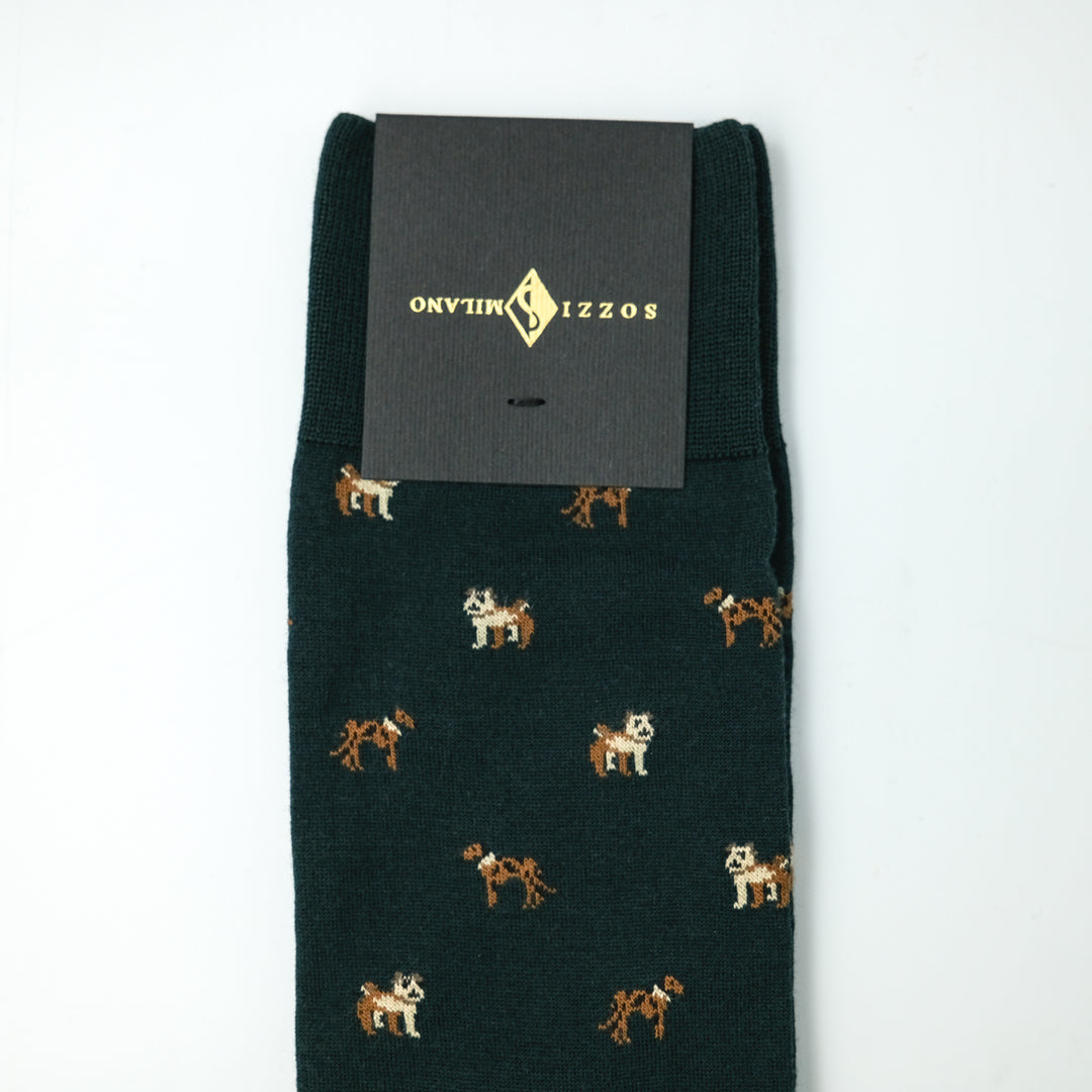 COMFORTABLE FIT ウールソックス  DOG GREEN