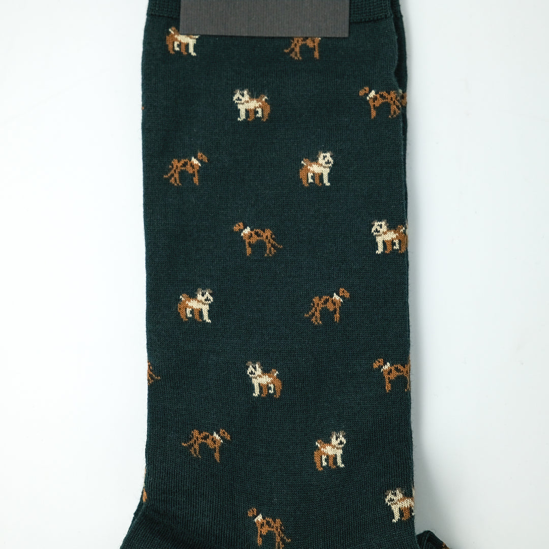 COMFORTABLE FIT ウールソックス  DOG GREEN