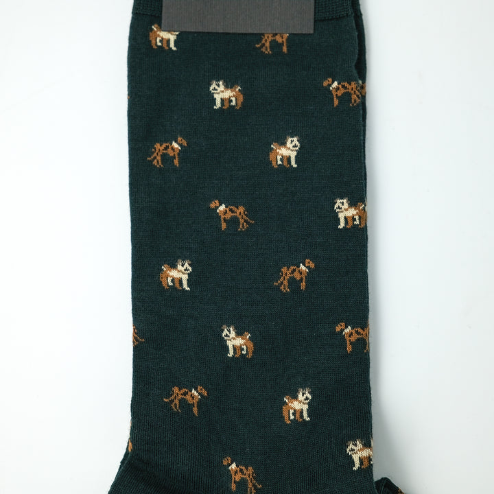 COMFORTABLE FIT ウールソックス  DOG GREEN