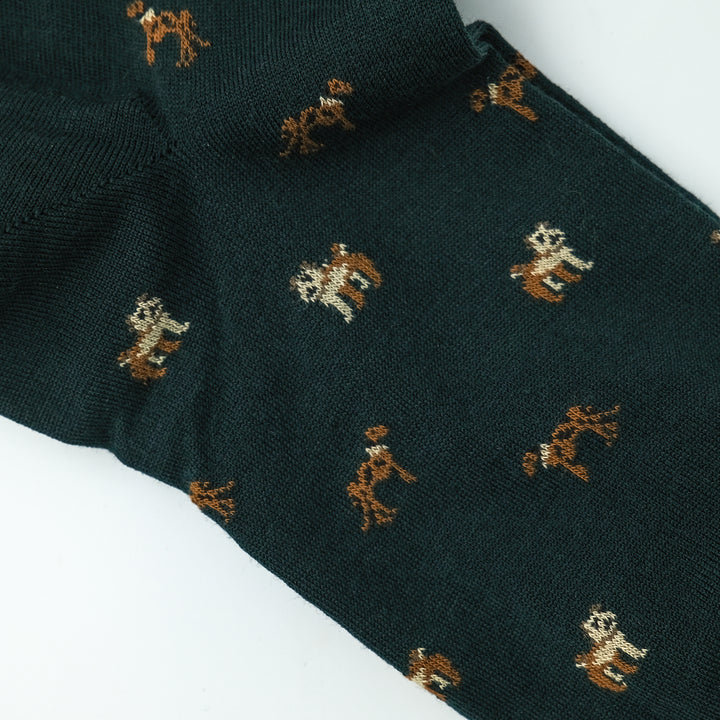 COMFORTABLE FIT ウールソックス  DOG GREEN