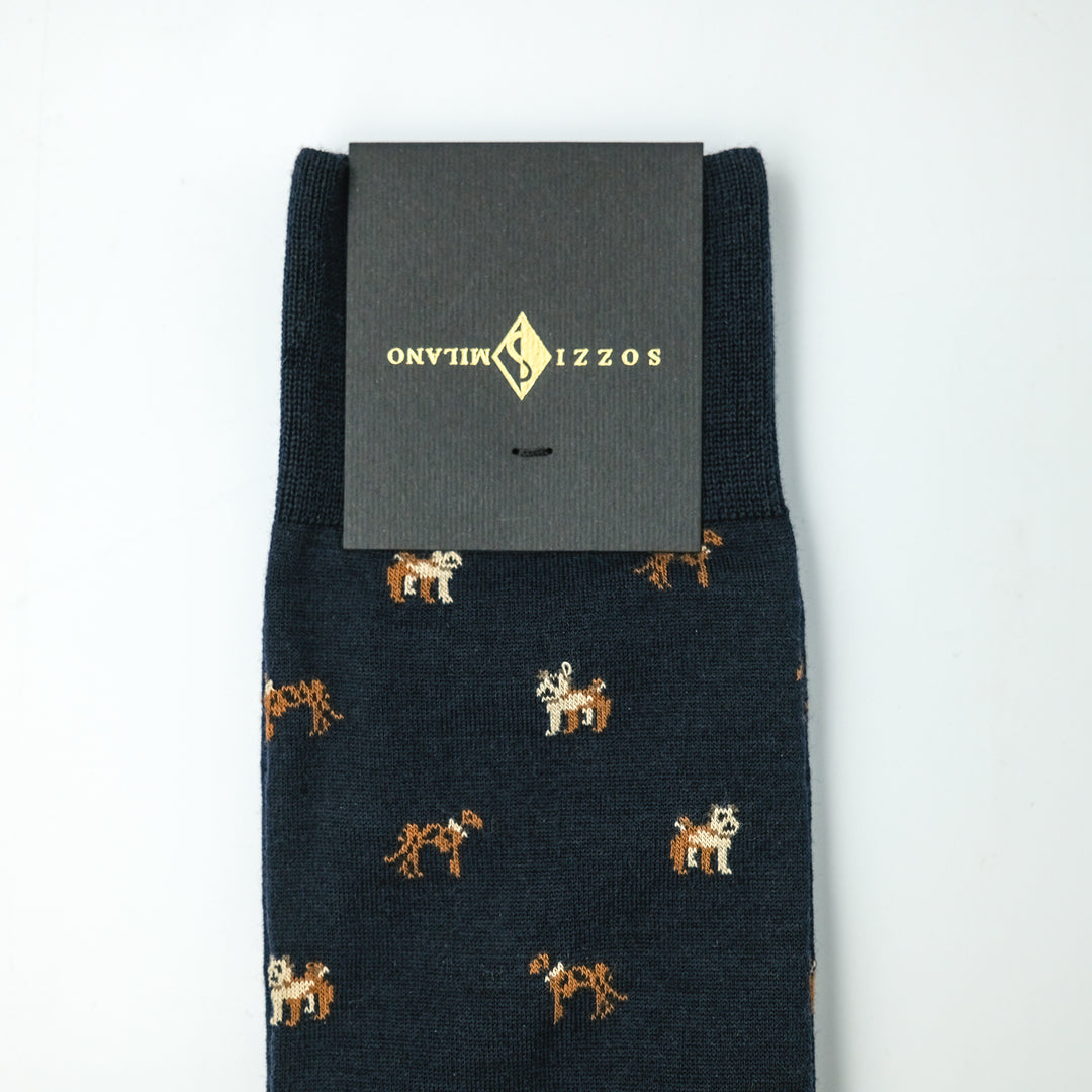 COMFORTABLE FIT ウールソックス  DOG NAVY