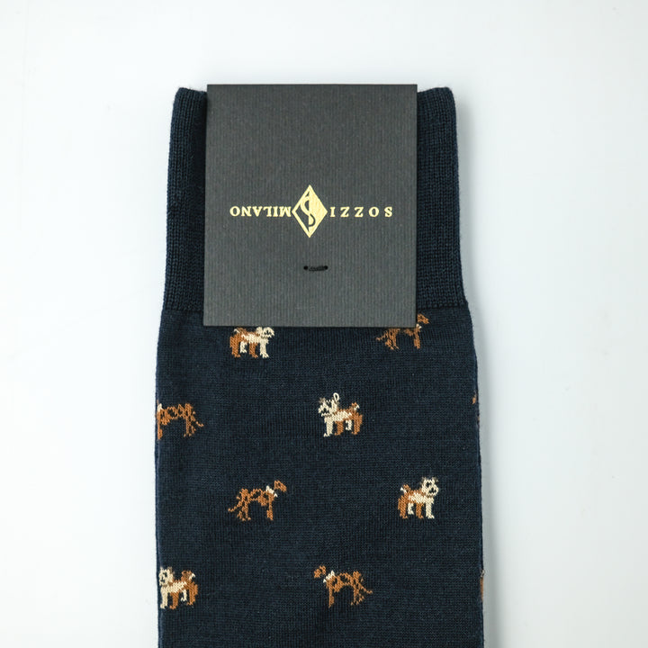 COMFORTABLE FIT ウールソックス  DOG NAVY