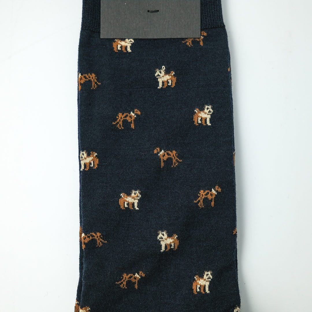 COMFORTABLE FIT ウールソックス  DOG NAVY