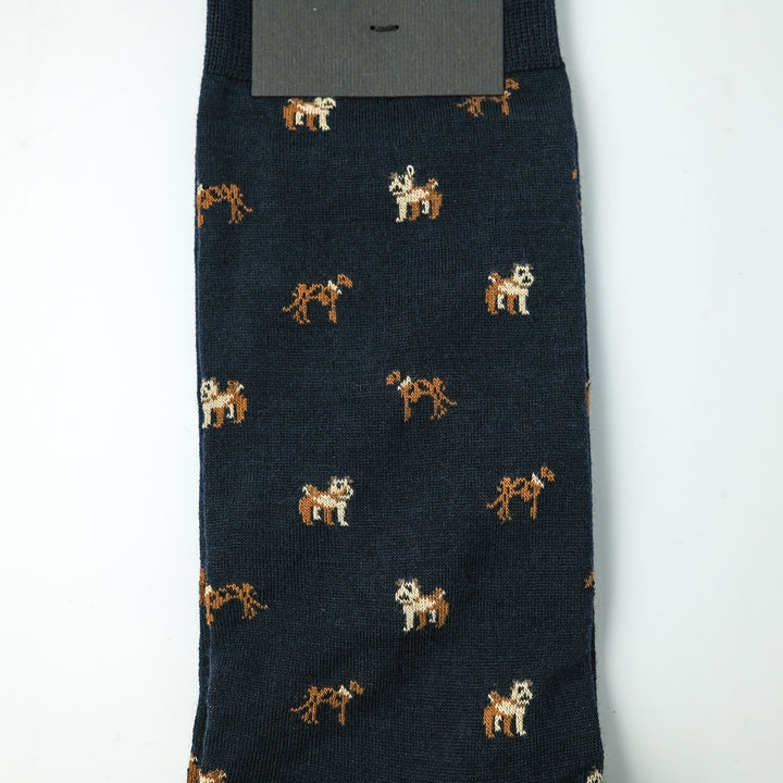 COMFORTABLE FIT ウールソックス  DOG NAVY