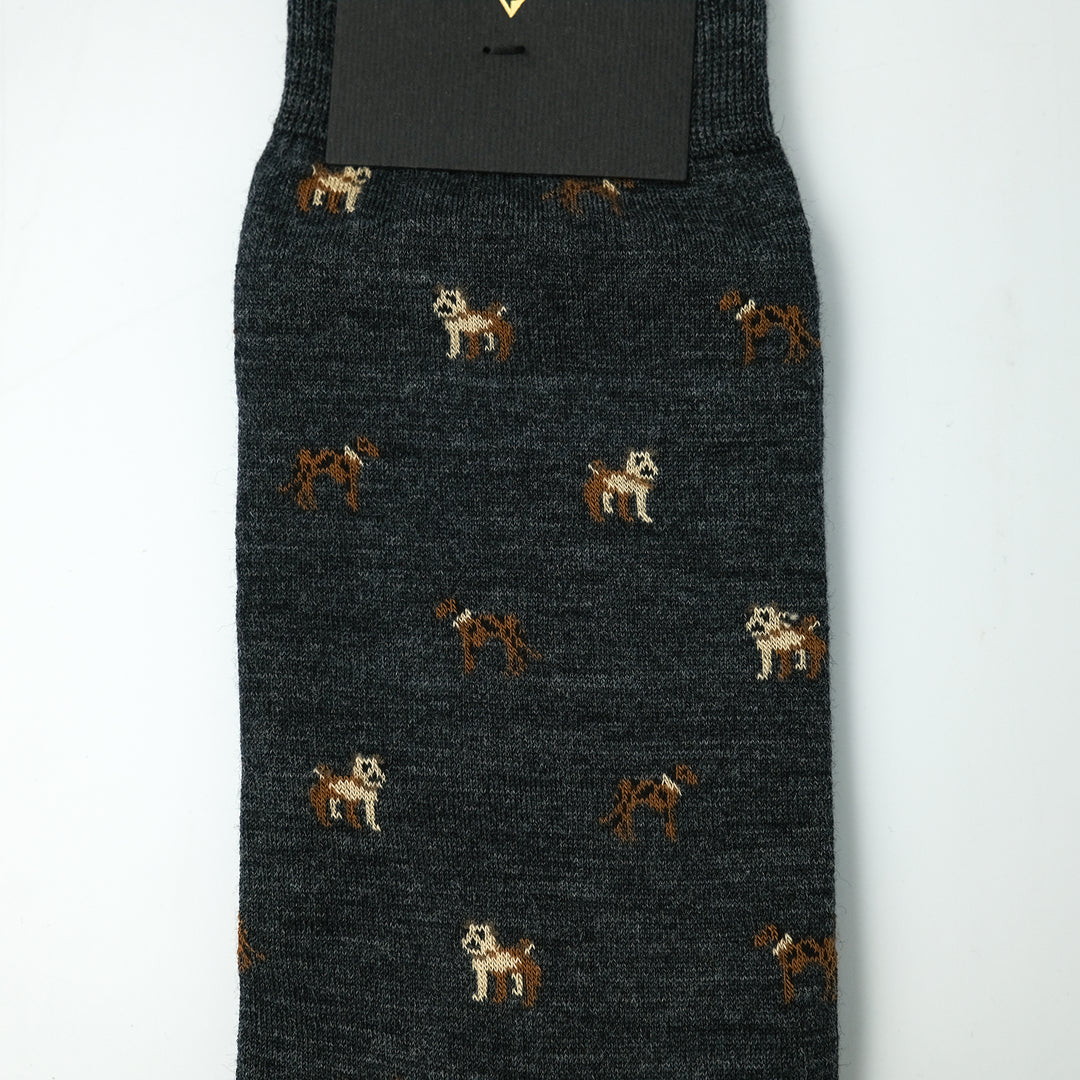 COMFORTABLE FIT ウールソックス  DOG GREY