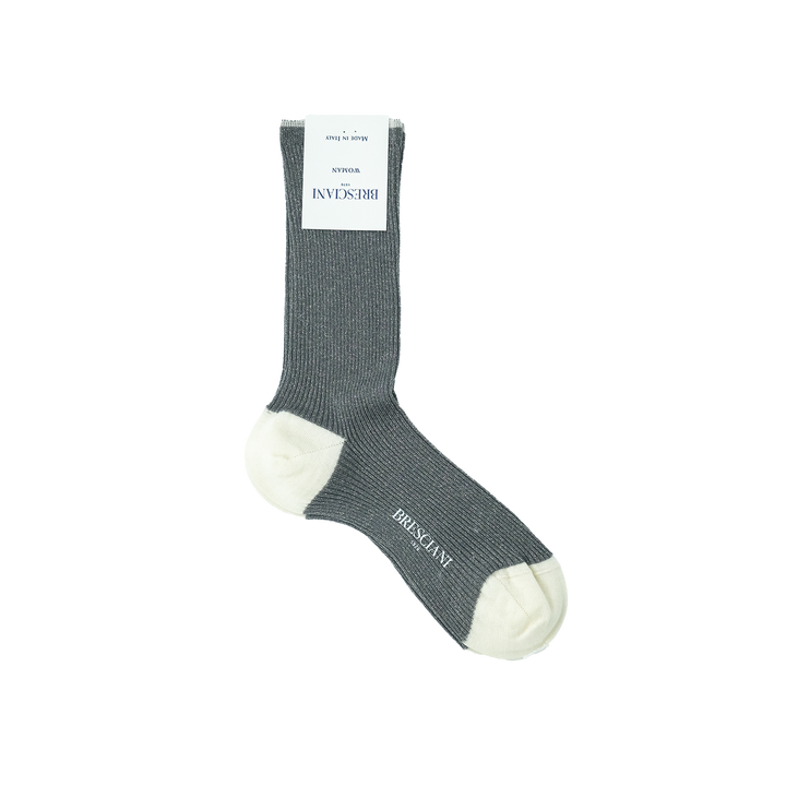 【WOMENS】HEEL&TOE RIB SOCKS GRAY×WHITE