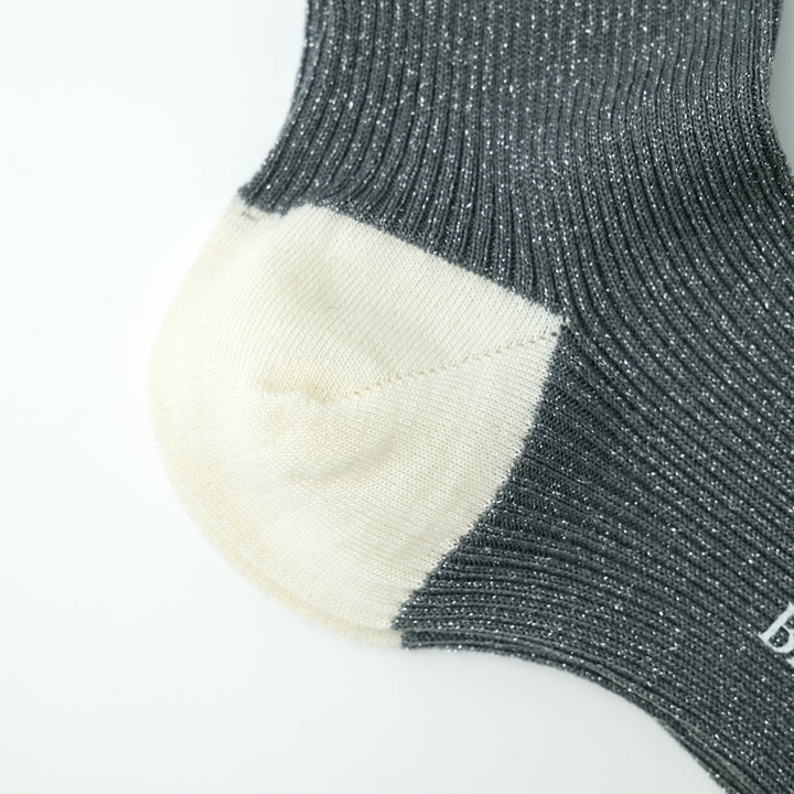 【WOMENS】HEEL&TOE RIB SOCKS GRAY×WHITE