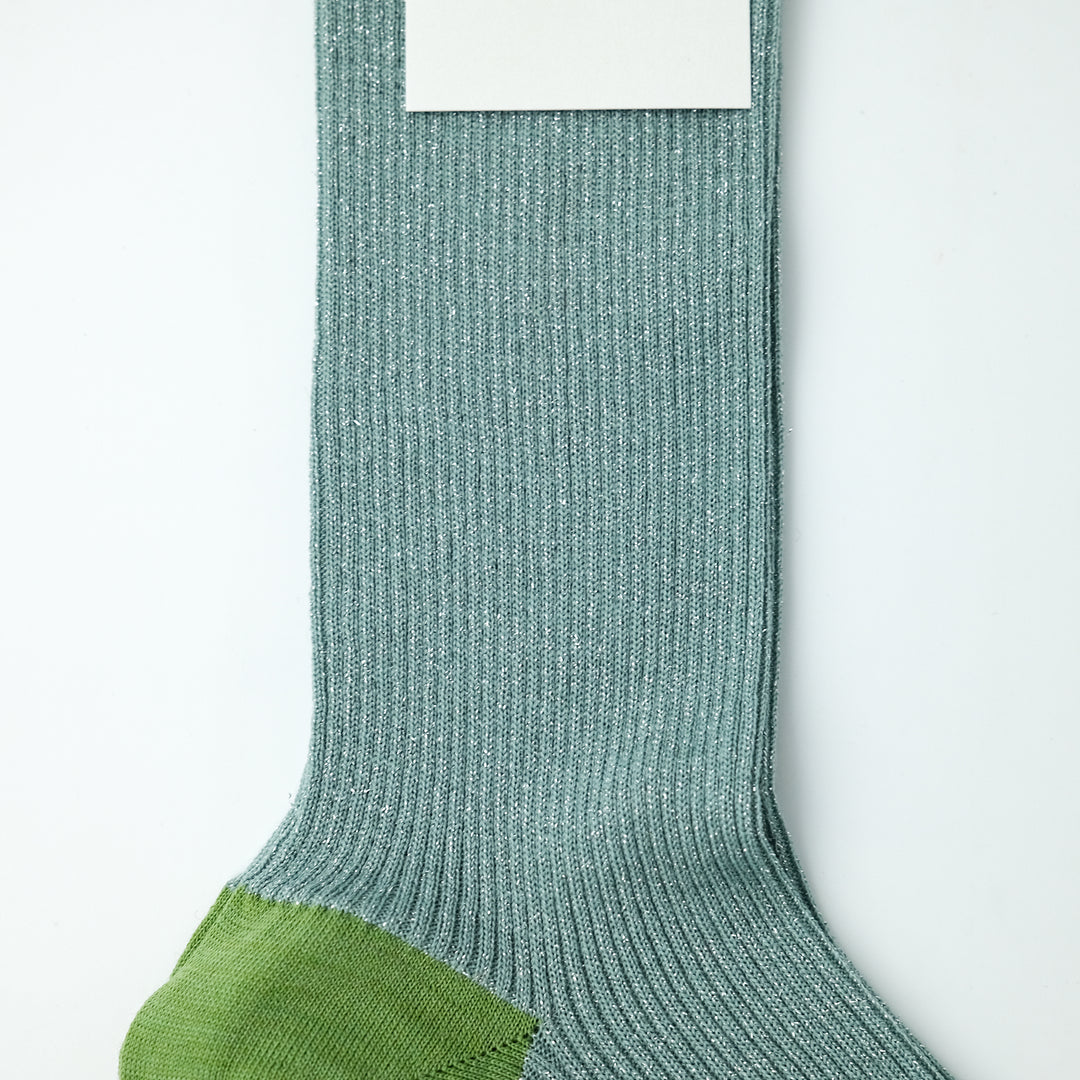 【WOMENS】HEEL&TOE RIB SOCKS GREEN×BLUE