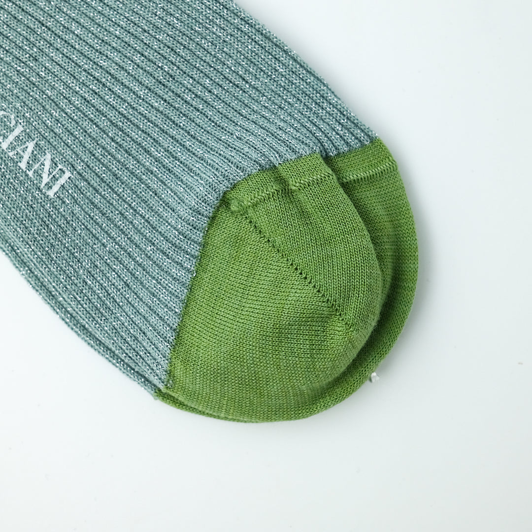 【WOMENS】HEEL&TOE RIB SOCKS GREEN×BLUE