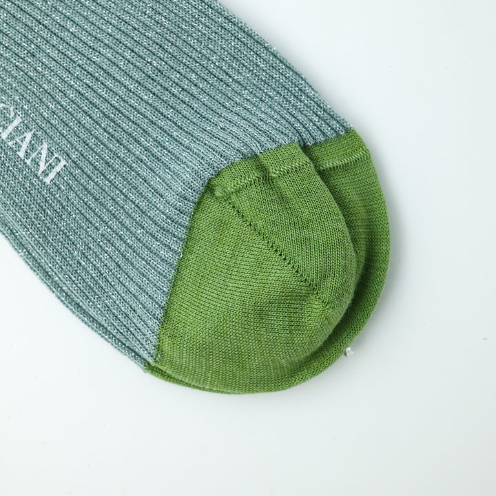 【WOMENS】HEEL&TOE RIB SOCKS GREEN×BLUE